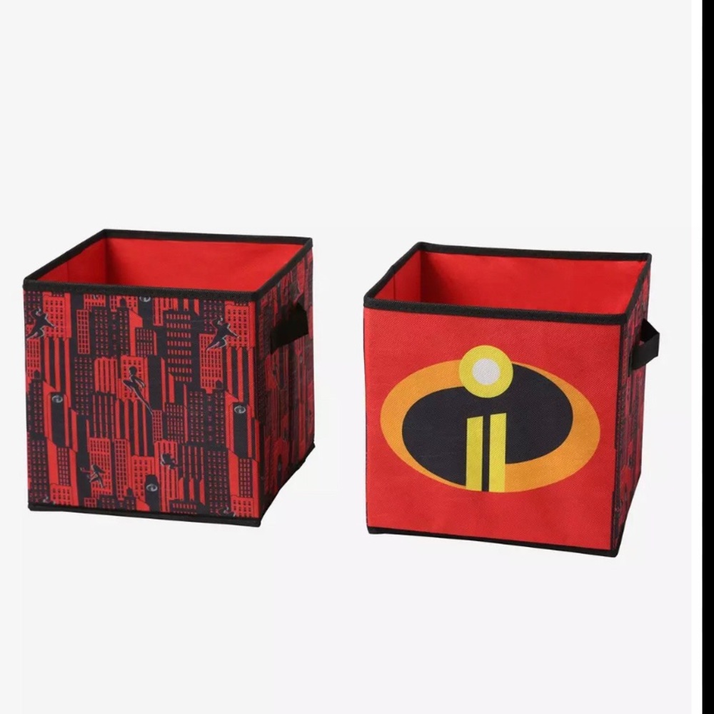 Disney‎ Pixar Incredibles 2 Logo 2 piece Storage cube bin organizer Set new